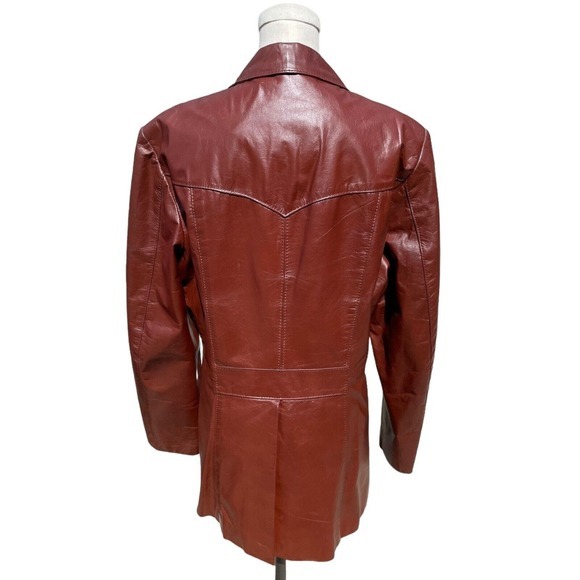 Vintage 70s Casablanca Unisex Cognac Brown Real Leather Jacket Mens Size 38 - Picture 5 of 9